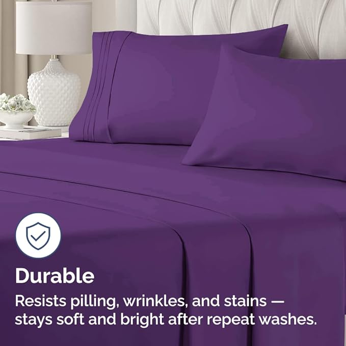 King Pillow Cases Set of 2 - Ultra Soft Hotel Quality Pillowcase Covers - Comfy, Cozy & Wrinkle Free - Shrinkage, Stain and Fade Resistant - Machine Washable Pillow Protectors - 2 Piece Set - Purple