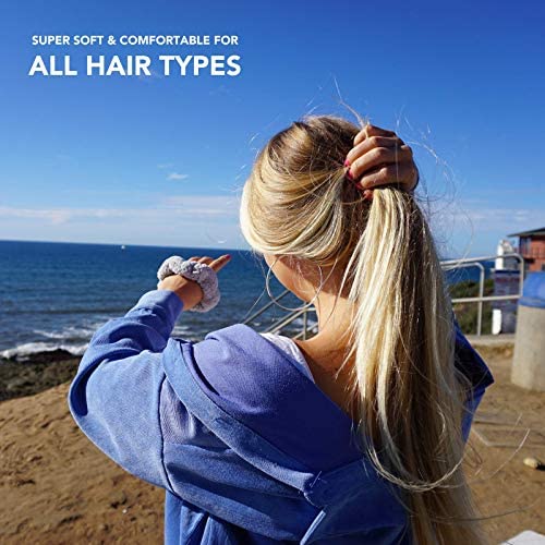 VOLO Hair Drying Scrunchie | Hair Scrunchies for Women | Ultra Soft, Thick, Anti Frizz, Breakage Free, Absorbent, & Gentle Ties that Decrease Dry Time | Microfiber | Luna Gray & Cloud Pink 2PK