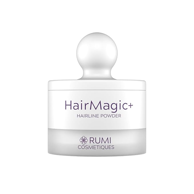 Rumi Cosmetiques HairMagic+ Root Touch Up Powder – Instant Gray Hair Coverage & Hairline Filler – Water-Resistant, Natural Finish, Nourishing Formula with Argan Oil & Vitamin E (Dark Brown)