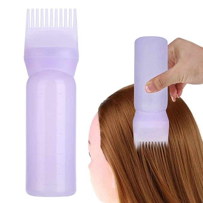 Yinhing Hair Dyeing Bottle, Hair Color Applicator Bottle, 3 Colors Hair Dyeing Bottle Brush Shampoo Hair Color Oil Comb Applicator Tool for Salon Home Supplies (Blue)