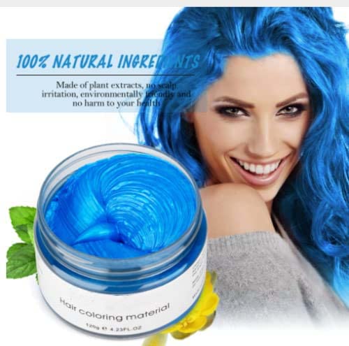 YHMWAX Temporary Colorful Hair Styling Pomades - Disposable Natural Strong Hold Gel for Party, Cosplay, Masquerade (Blue)