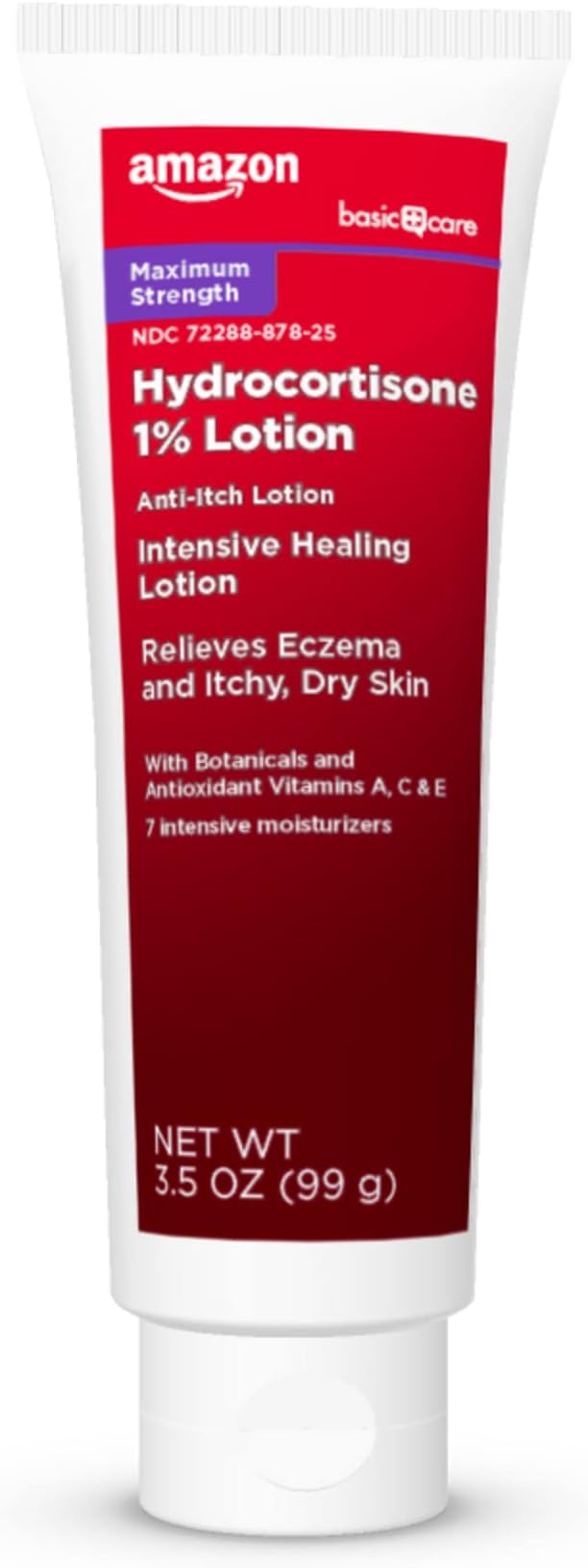 Amazon Basic Care Maximum Strength 1% Hydrocortisone Anti-Itch Lotion for Eczema, 3.5 ounce (Pack of 1)