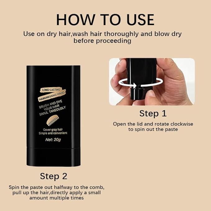 Safe and Convenient Comb Hair Dye, Portable Hair Dye Comb For Gray Hair Coverage, Waterproof and Sweat-Proof, 2 in 1 Instant Dye, for Women & Men (BLACK) 2pcs