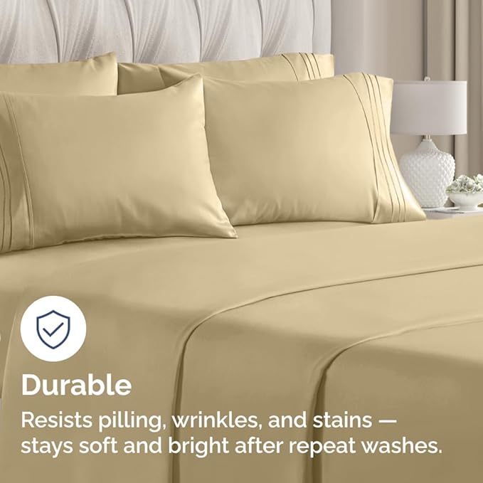 King Pillow Cases Set of 8 - Ultra Soft Hotel Quality Pillowcase Covers - Comfy & Wrinkle Free - Shrink, Stain and Fade Resistant - Easy-Care, Machine Washable Pillow Protectors - 8 Piece Set - Beige