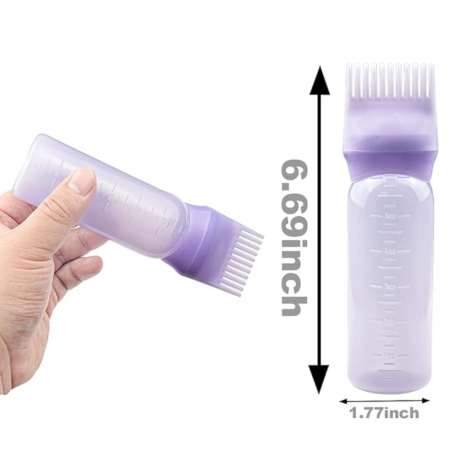 4 PCS Root Comb Applicator Bottle,Hair Oil Applicator Bottle for Hair Dye Shampoos Salons.6oz（purple）