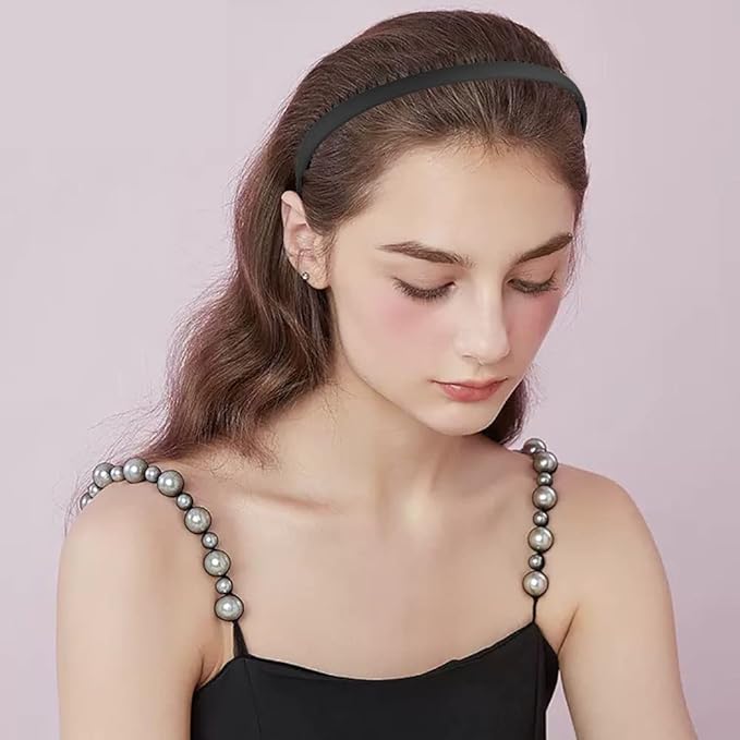 LAPOHI 8 PCS Non Slip Fashion Effortless Plastic Headbands with Teeth Comb Skinny Hair Accessories Bands for Women Men Teen Girls, Short Teeth Matte Black