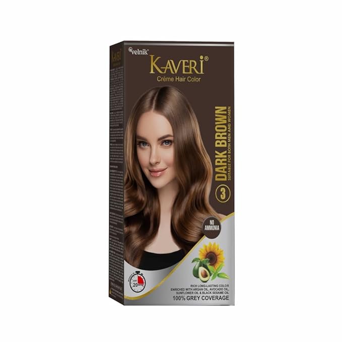 Creme Hair Color Permanent Hair Dye Color - With Improved Creme Formula for Gray Coverage Ammonia Free Hair Color Dye for Rich Bright Long lasting (Dark Brown, 3.04 Fl Oz) - Pack Of 2