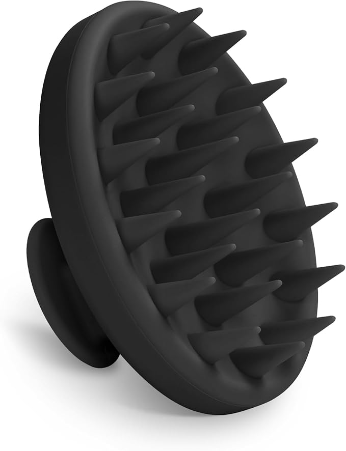 Silicone Scalp Massager, Scalp Scrubber for Hair Growth with Soft Bristles, Scalp Exfoliator Brush Dandruff Removal Shampoo Brush for Wet Dry Scalp Care (Black)