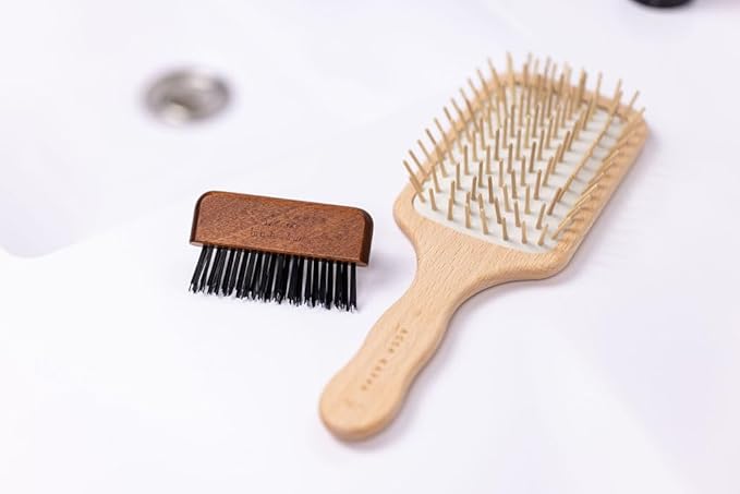 ACCA KAPPA Natural Paddle Hair Brush Wooden Pins Beechwood Anti-Static Scalp-Massage Detangler