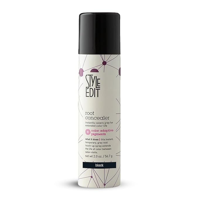 Style Edit Root Concealer Touch Up Spray | Instantly Covers Grey Roots | Professional Salon Quality Cover Up Hair Products for Women |Black 2 Ounce (Pack of 1)