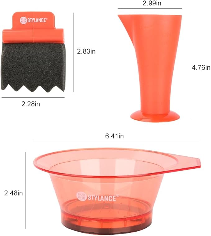 5 Pieces Hair Dye Coloring Kit- Hair Tinting Bowl, Hair Dye Brush, Measuring Cup, For Salon Use & Home DIY Dyeing Tools (Orange)