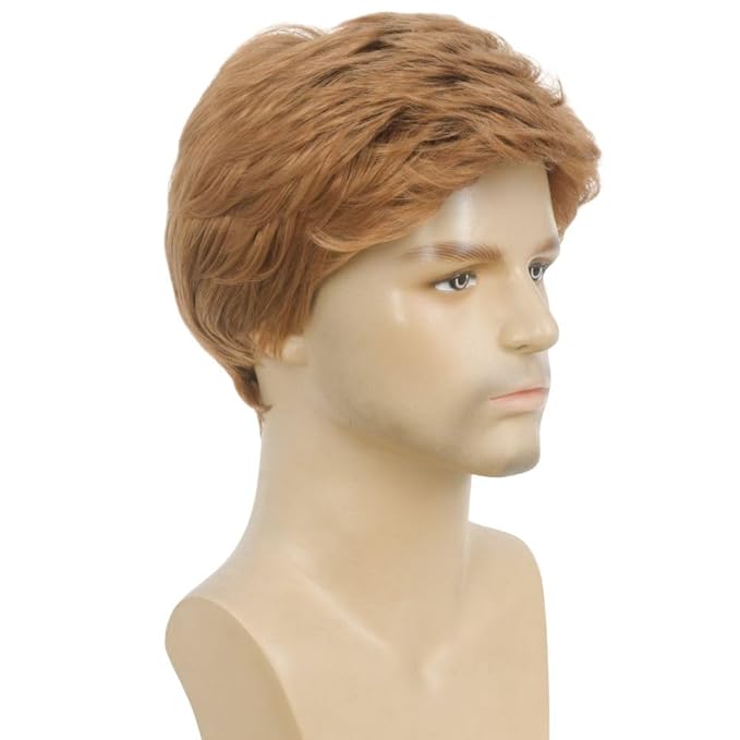 Kaneles Blonde Wigs for Men Short Layered Natural Hair Wig for Male Guy Halloween Cosplay Costume Wigs(Blonde)