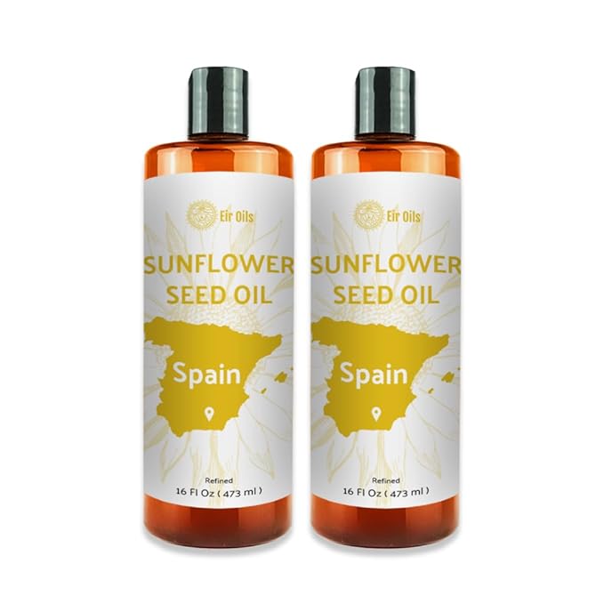 Sunflower Carrier Oil (32oz) - Direct from EIR Oils' Farmland in the Sunny Fields of Spain - 100% Pure Carrier Oil for Hair, Face, and Skin