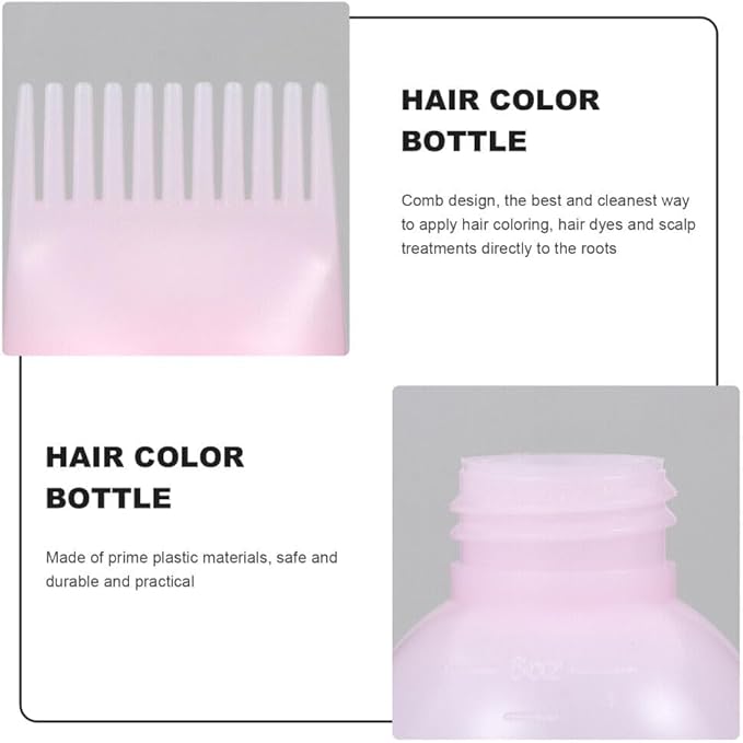 Generic Pink Root Comb Applicator Bottle 6 OZ Hair Oil Applicator Bottle for Hair Dye Bottle