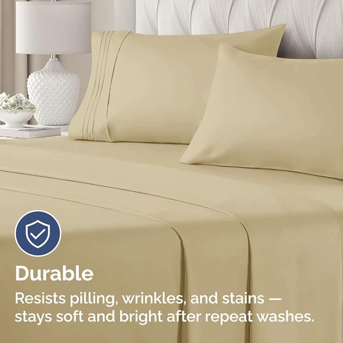 King Pillow Cases Set of 2 - Ultra Soft Hotel Quality Pillowcase Covers - Comfy, Cozy & Wrinkle Free - Shrinkage, Stain and Fade Resistant - Machine Washable Pillow Protectors - 2 Piece Set - Beige