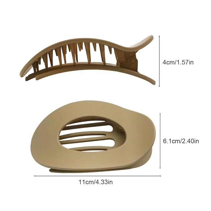 Flat Hair Clips for Women - 6Pack Matte Lay Flat Claw Clips, Non-Slip Strong Hold Duckbill Clips for Thick/Thin Hair, Neutral Color Hair Accessories for Daily Styling