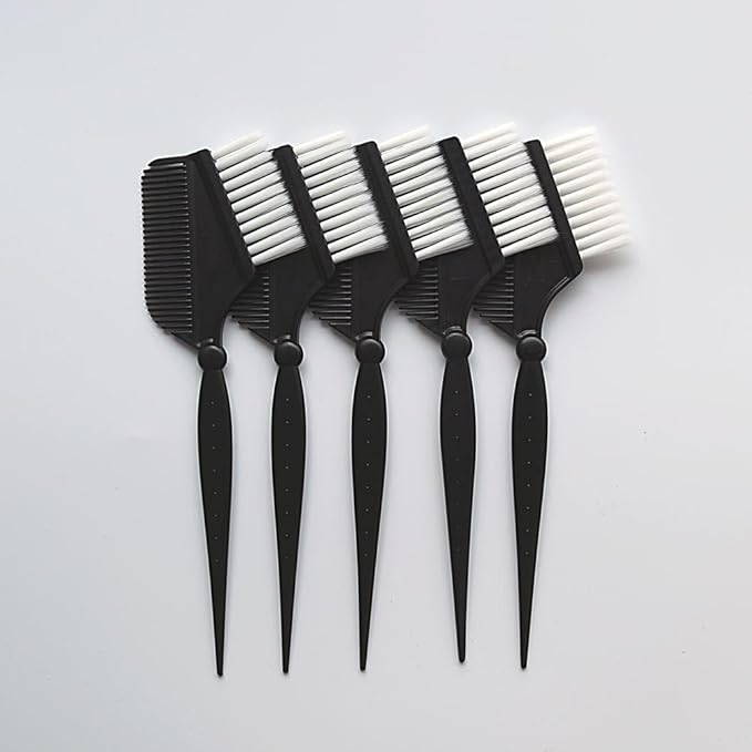 Vibrant Hair Color Brush Set - 5 Pieces, Durable Hair Dyeing Tools, Easy Application, Multi-Size Brushes, Lightweight Design, and Washable Material, Made in Korea
