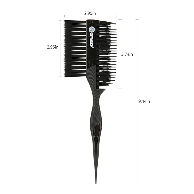 Professional 3 Pieces Hair Dye Brush Comb Set – Dual-Sided Hair Coloring Applicator for Salon Stylists – Tint Brush & Comb for Balayage, Highlights, and Root Touch-Up (Black)