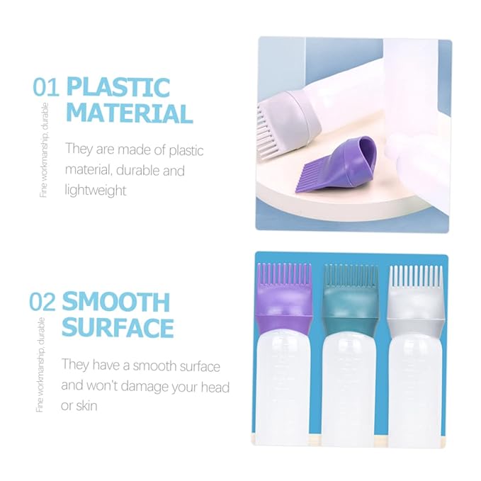 4pcs Hair Oiling Bottles Comb Hair Dye Applicator for Easy Coloring Includes Graduated Scale for Hairdressers and Stylists Deep
