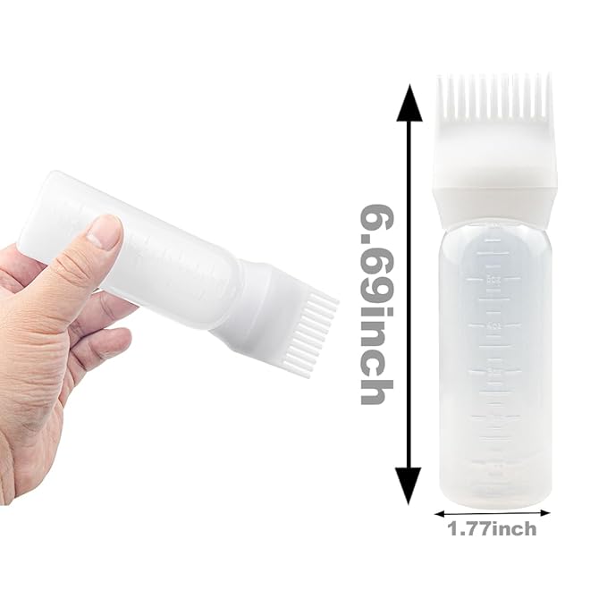 4 PCS Root Comb Applicator Bottle,Hair Oil Applicator Bottle for Hair Dye Shampoos Salons.6oz（white）