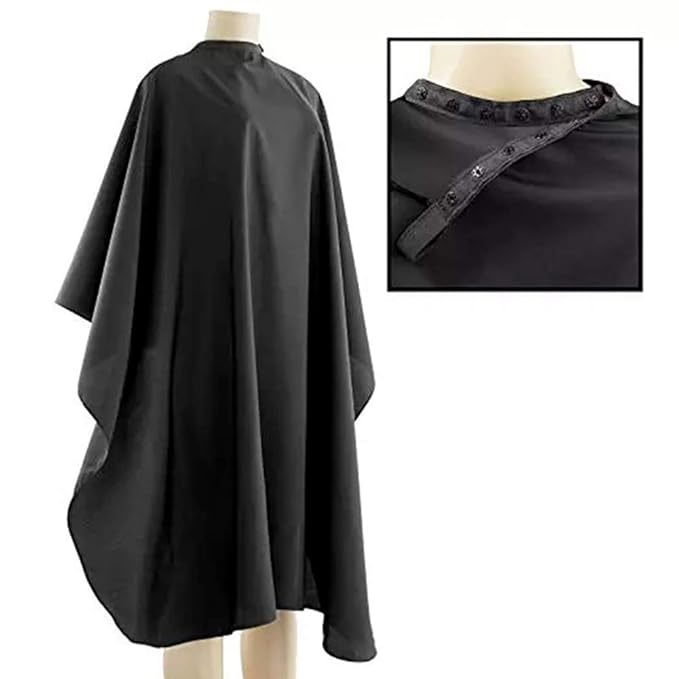 Black Waterproof Hair Salon Cape Professional Barber Cape with Metal Snap Closure Hair Cutting Cape (Black-8 Pack)