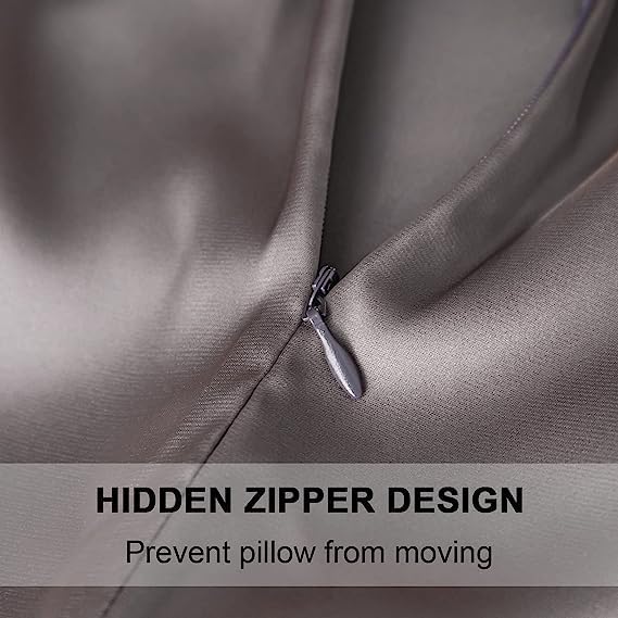 Mulberry Silk Pillowcase for Hair and Skin,Cooling Silk Pillow Case with Hidden Zipper,Allergen Proof Dual Sides Soft Breathable Smooth Silk Pillow Cover for Women (Dark Gray, Body)