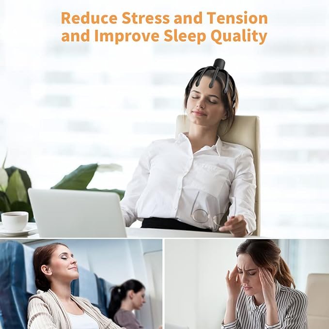 Electric Scalp Massager with 3 Modes, 360 Degree Head Massager, Cordless Portable Head Scratcher for Stress Relax