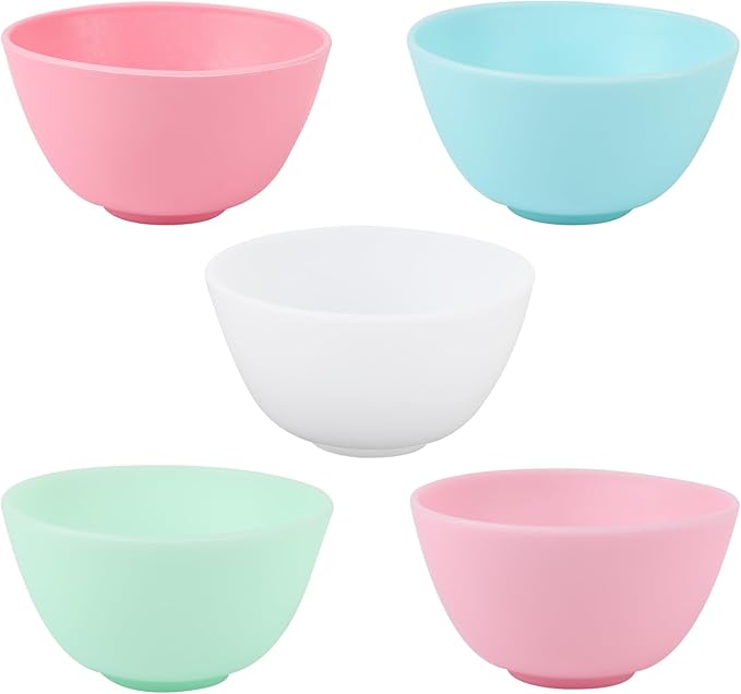 5 Pcs Silicone Facial Mask Mixing Bowls Set,Multi colored Reusable Silicone Bowls for Diy Face Mask Mixing Tool for Facial Mask,Hair Dye,Other Skincare Products
