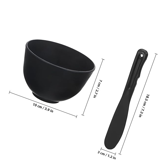 Sturdy Silicone Face Mask Mixing Bowls Flat Spatula Reusable Mud Mask Bowls for DIY Facial Care and Spa Supplies (Black)