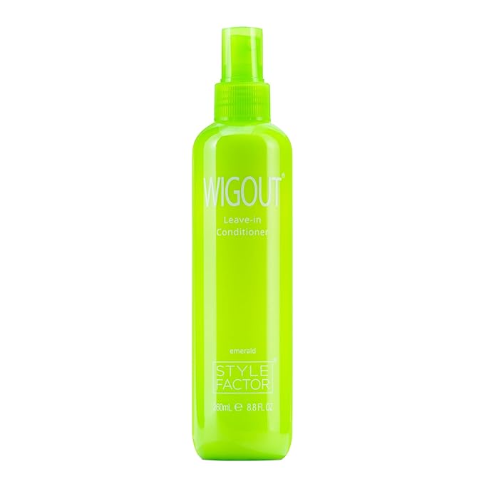 Style Factor WIGOUT Leave-In Conditioner Spray – Lightweight Hydrating & Conditioning Mist Controls Frizz, Adds Shine & Softness For Dry Damaged Hair No-Rinse Formula for All Hair Types - Emerald