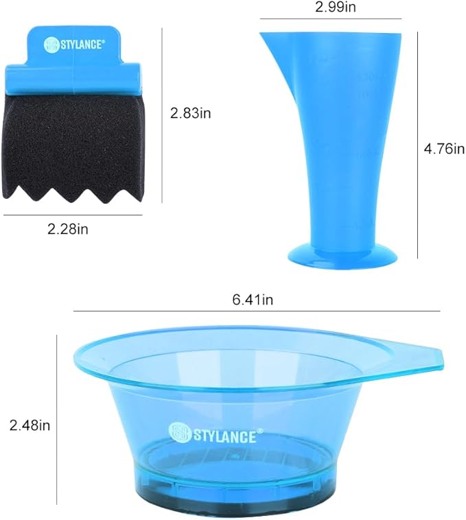 5 Pieces Hair Dye Coloring Kit- Hair Tinting Bowl, Hair Dye Brush, Measuring Cup, For Salon Use & Home DIY Dyeing Tools (Blue)