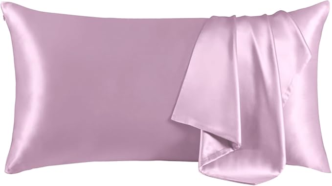 THXSILK 100% Mulberry Silk Pillowcase for Hair and Skin, Grade 6A+ Mulberry Silk Pillow Case, Natural Silk Pillow Case Cover with Zipper, 1pc(California King Size 20"x40", Light Purple)