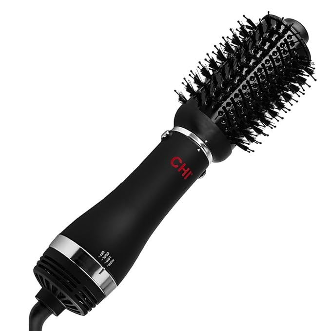 CHI Volumizer 4-in-1 Blowout Brush, Hair Dryer Creates Smooth, Silky & Shiny Hair, Four Interchangeable Attachments For Versatile Styling, Black