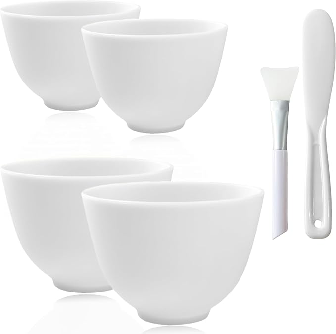 4Pcs Silicone Facial Mask Bowl DIY Face Mask Mixing Bowls for for Home Salon Spa Face Skin Applicator Bowl, White