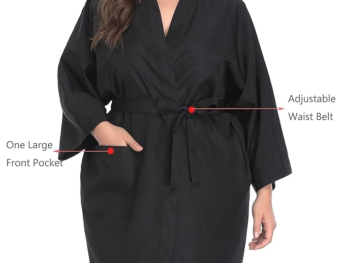 PERFEHAIR Salon Robes Smock for Clients, Pack of 8, Hair Salon Client Gown Cape, Black