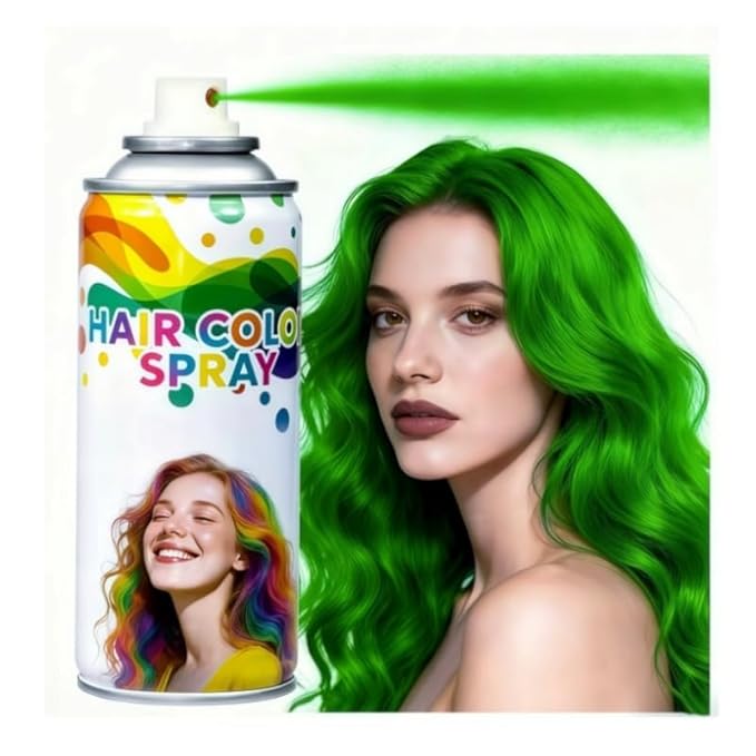 Green Temporary Hair Color Spray - Washable & Natural One-Time Use Hair Wax for Women & Kids & Adults - Strong Hold for Halloween, Cosplay, Party, Washes Out Easily