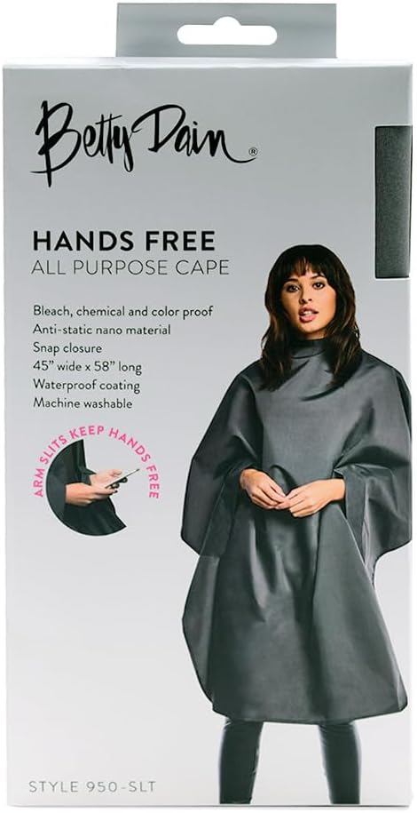 Betty Dain Hands-Free All-Purpose Bleach Proof Cape, 45" W x 58" L, Chemical, Color, Waterproof Polyester, Machine Washable