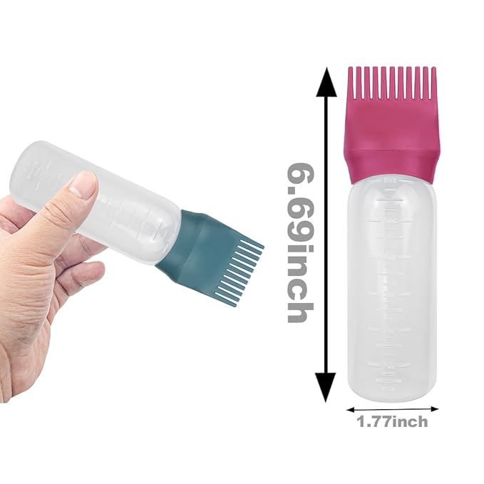 4 PCS Root Comb Applicator Bottle,Hair Oiling Applicator,Hair Oil Applicator Bottle for Hair Dye Shampoos Hair Salons.6oz (Red+Green)