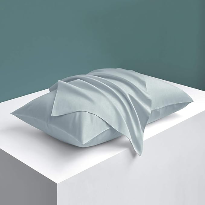 NTBAY Zippered Satin Pillow Cases for Hair and Skin, Luxury King Hidden Zipper Pillowcases Set of 2, 20x36 Inches, Grey