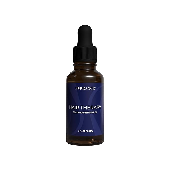 PUREANCE Hair Therapy - Hair Growth Oil for Dry & Frizzy Hair - Scalp Serum for Women & Men - With Aloe Vera Gel, Castor, Argan, Black Seed, Rosemary & Peppermint Essential Oils & More - 2 Fl OZ