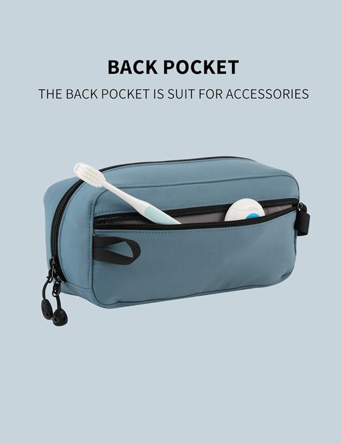 GOX Small Travel Toiletry Bag, Dopp Kit Case For Men, Multifunction Cosmetics Organizer Pouch (Haze Blue)
