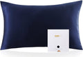 ZIMASILK 100% Pure Mulberry Silk Pillowcase for Hair and Skin Health,Soft and Smooth,Both Sides Premium Grade 6A Silk,600 Thread Count,with Hidden Zipper,1pc(Toddler 13''x18'',Navy Blue)