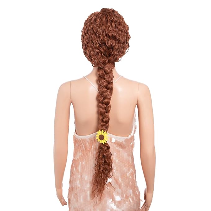Style Icon 36”Super Long Curly Wig C-Shaped Side Part Lace Wig Afro Baby Hair Synthetic Orange Red Color Wigs(36 inches, 130T)