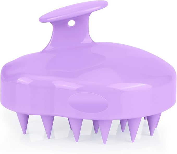 FREATECH Hair Scalp Massager Shampoo Brush with Soft Silicone Bristles for Scalp Care and Hair Growth, Shower Head Scalp Scrubber Exfoliator for Dandruff, Wet & Dry for Men, Women and Kids, Purple