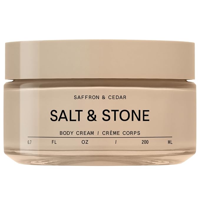 Salt & Stone Body Cream – Saffron & Cedar | Hydrating Formula with Seaweed Extracts, Spirulina & Squalane | Deep Hydration, Skin Barrier Support & Healthy Glow | for all Skin Types (6.7 fl oz)