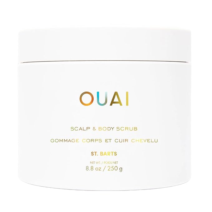 OUAI Scalp & Body Scrub, St. Barts - Exfoliating Body Scrub with Sugar & Coconut Oil Blend for Smooth, Moisturized Skin - Gentle Scalp Exfoliator for Removing Product Build Up (8.8 Oz)