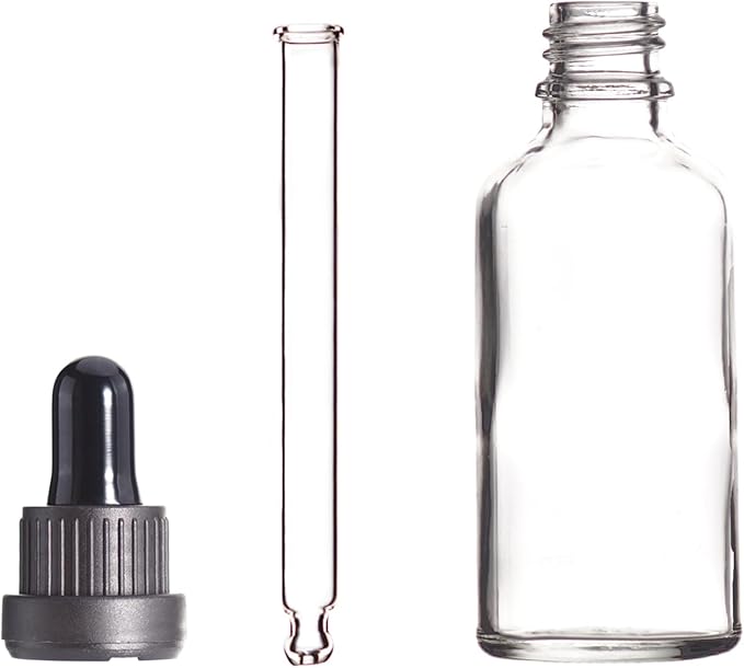 YIZHAO Clear Glass Dropper Bottle 2oz, Tincture Bottles with Glass Dropper, for Essential Oils, Aromatherapy, Cosmetic, Laboratory, Pharmacy, Liquids, Travel –6 Pcs