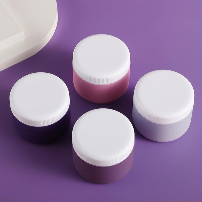 Travel Containers for Toiletries, Silicone Cream Jars BPA-Free, Leak-proof 3oz Travel Size Containers, Portable Size Silicone Jars with Lid for Cosmetic Face Hand Body Cream (4 Pack)