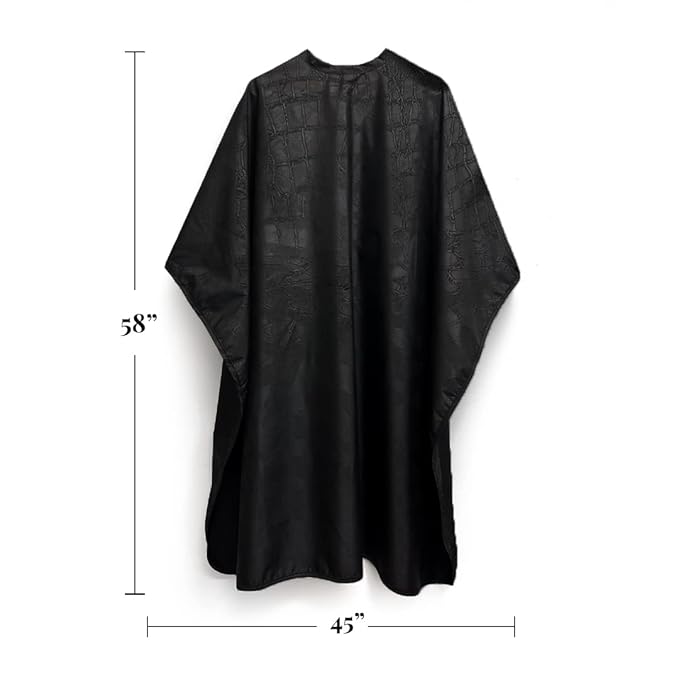 Betty Dain Alligator Hide Bleach-proof Multi Purpose Coloring/Styling Cape, Textured Surface, Secure Snap Closure at Neck, Generous Size, Machine Washable, Lightweight Polyester, Black, 45 x 60
