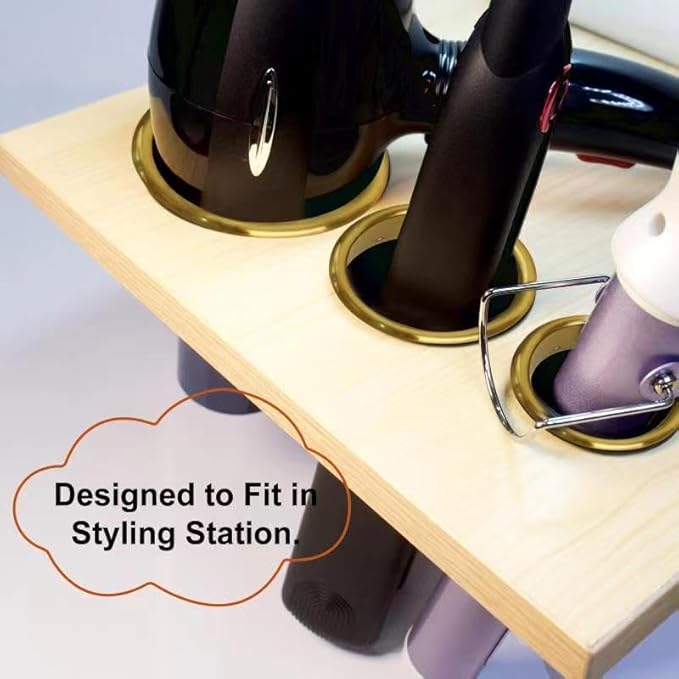 Hair Styling Station Dryer Curling Iron Appliance Hot Iron Tools Holder Tube (Golden, 3inch, 2inch, 1.5inch, 1.78inch)